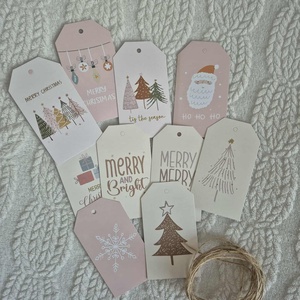 Karácsonyi ajándékkísérő - Merry and Bright - karácsony - karácsonyi ajándékozás - karácsonyi képeslap, üdvözlőlap, ajándékkísérő - Meska.hu