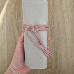 Szürke-virágmintás textil tok, tároló - otthon & életmód - papír, írószer - tolltartó & ceruzatekercs - Meska.hu