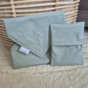 Zöld újraszalvéta apró tokkal, belül vízzáró réteggel - Meska.hu