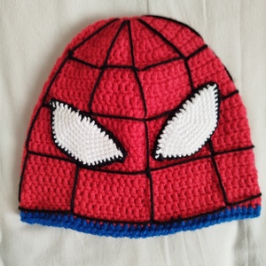 Horgolt gyereksapka- Pókember mesefigurás  , Ruha & Divat, Sál, Sapka, Kendő, Sapka, Horgolás, MESKA