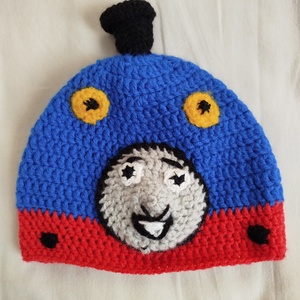 Horgolt gyereksapka - Thomas a gőzmozdony mesefigurás   - ruha & divat - sál, sapka, kendő - sapka - Meska.hu