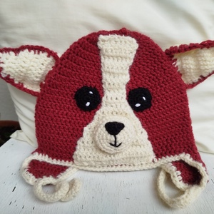 Horgolt gyereksapka-Kutya figurás  , Ruha & Divat, Sál, Sapka, Kendő, Sapka, Horgolás, MESKA