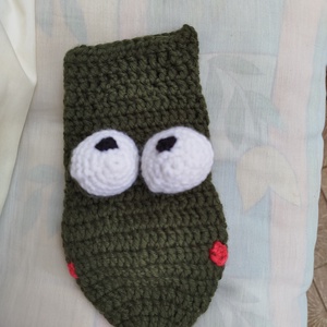 Kesztyűbáb, kézzel horgolt- béka figurás - játék & sport - bábok - kesztyűbáb - Meska.hu