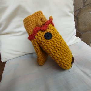 Kesztyűbáb, kézzel horgolt- oroszlán figurás - játék & sport - bábok - kesztyűbáb - Meska.hu