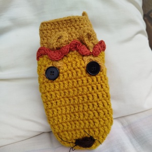 Kesztyűbáb, kézzel horgolt- oroszlán figurás - játék & sport - bábok - kesztyűbáb - Meska.hu