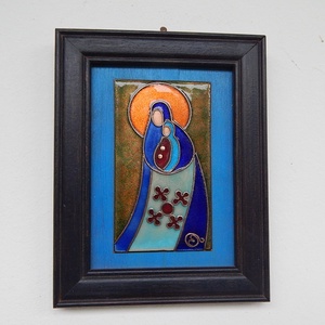 Tűzzománc kép,  Madonna - művészet - festmény - tűzzománc - Meska.hu