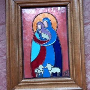 tűzzománc kép, Szentcsalád  - Meska.hu