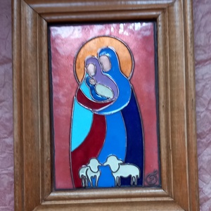 tűzzománc kép, Szentcsalád  - művészet - festmény - tűzzománc - Meska.hu