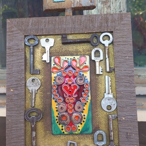 Kulcsfigura zománc és vegyes tecnika  - otthon & életmód - dekoráció - kép & falikép - 3d képek - Meska.hu