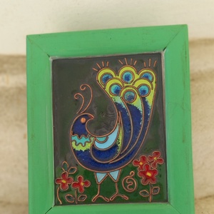 Miniatűr  pávas tűzzománc kép  - Meska.hu