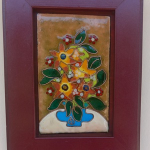 Tűzzománc kép,  virágok  - Meska.hu