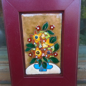 Tűzzománc kép,  virágok  - otthon & életmód - dekoráció - kép & falikép - táblakép - Meska.hu