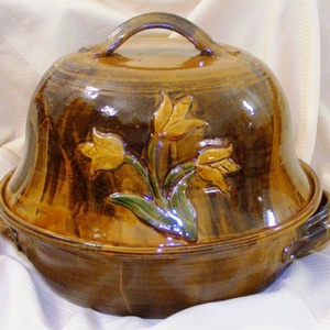 Kerámia csirkesütő tulipános  motívummal -  - Meska.hu