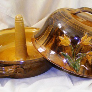 Kerámia csirkesütő tulipános  motívummal -  - Meska.hu