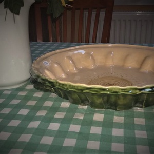 Kerámia pitesütő zöld, krém  -  - Meska.hu