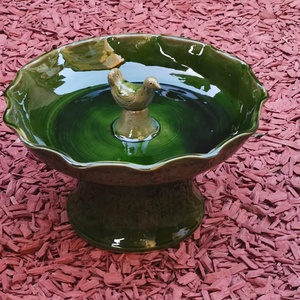 Madáritató,fürdető zöld mázzal - otthon & életmód - ház & kert - kerti dísz - Meska.hu