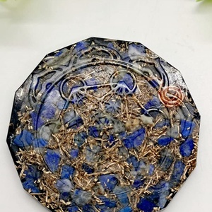 Mandala ragasztható orgonit--shungit érme különböző ásványokkal - otthon & életmód - dekoráció - spiritualitás - orgonit piramis - Meska.hu