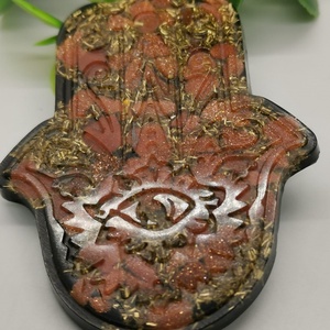 Orgonit-shungit Fatima _ Hamza keze  Ragasztható érme , többféle ásvánnyal    - otthon & életmód - dekoráció - spiritualitás - orgonit piramis - Meska.hu