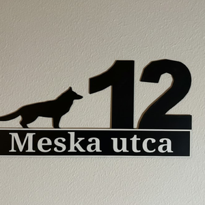 Egyedi németjuhász mintás házszámtábla, Otthon & Életmód, Ház & Kert, Házszám, Fotó, grafika, rajz, illusztráció, Egyedi tervezésű, modern házszámtábla, amely teljes mértékben az igényeidre szabható.

A számok és ..., MESKA