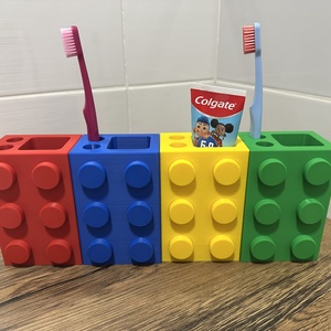 Kreatív LEGO-Design Fogkefe és Fogkrém Tartó - otthon & életmód - fürdőszoba - fogkefetartó - Meska.hu