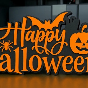 Halloween asztali dekoráció � Happy Halloween feliratos 3D dísz, tökös-denevéres dekor - Meska.hu