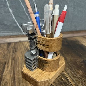 Asztali tolltartó, Otthon & Életmód, Dekoráció, Asztal és polc dekoráció, Asztaldísz, Famegmunkálás, Fémmegmunkálás, MESKA
