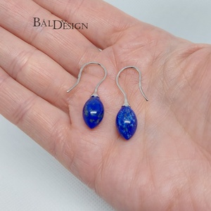 Lápisz lazuri ezüst fülbevaló - ékszer - fülbevaló - lógó fülbevaló - Meska.hu