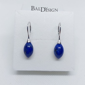 Lápisz lazuri ezüst fülbevaló - ékszer - fülbevaló - lógó fülbevaló - Meska.hu