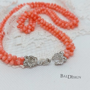 Rózsaszín korall nyaklánc - ékszer - nyaklánc - gyöngyös nyaklánc - Meska.hu