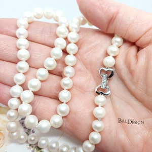 Édesvízi tenyésztett gyöngysor - ékszer - nyaklánc - gyöngyös nyaklánc - Meska.hu