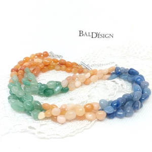 3 soros aventurin nyaklánc - ékszer - nyaklánc - medál nélküli nyaklánc - Meska.hu