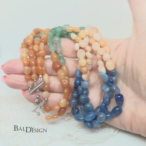 3 soros aventurin nyaklánc - ékszer - nyaklánc - medál nélküli nyaklánc - Meska.hu