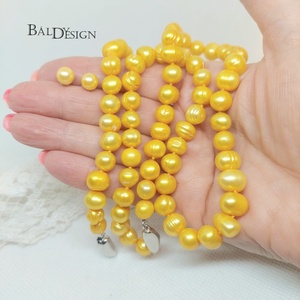 Sárga gyöngy szett - ékszer - ékszerszett - Meska.hu