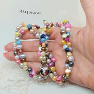 Színes 2soros gyöngysor - ékszer - nyaklánc - gyöngyös nyaklánc - Meska.hu