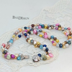 Színes 2soros gyöngysor - ékszer - nyaklánc - gyöngyös nyaklánc - Meska.hu