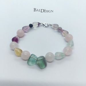 Fluorit-rózsakvarc nyaklánc és karkötő - ékszer - ékszerszett - Meska.hu