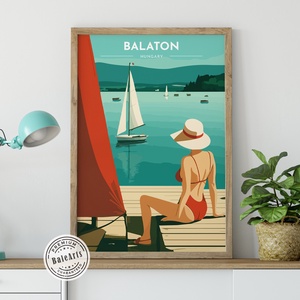 Balaton, Retro hangulatú POSZTER vagy VÁSZONKÉP (változtatható felirattal) - Meska.hu