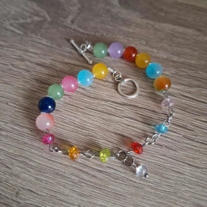 Szivárvány színű gyöngy karkötő, Ékszer, Karkötő, Gyöngyös karkötő, Ékszerkészítés, MESKA