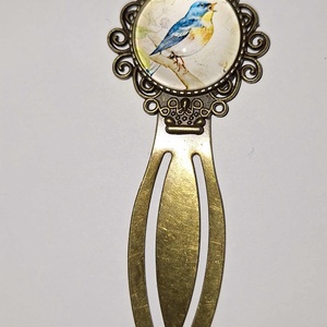 Egyedi, Antikolt Stílusú Fém Könyvjelző Kék Madár Motívummal - könyv & zene - könyvjelző - Meska.hu