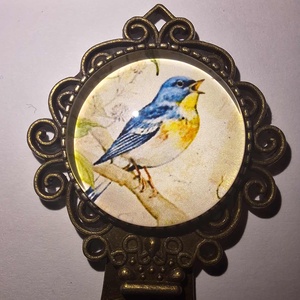 Egyedi, Antikolt Stílusú Fém Könyvjelző Kék Madár Motívummal - könyv & zene - könyvjelző - Meska.hu
