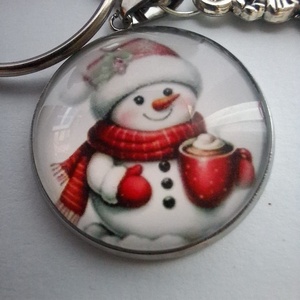 Karácsonyi Hóember Kulcstartó Szánkó Medállal - táska & tok - kulcstartó & táskadísz - kulcstartó - Meska.hu
