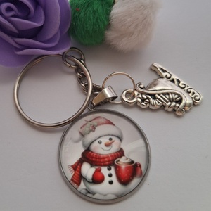 Karácsonyi Hóember Kulcstartó Szánkó Medállal, Táska & Tok, Kulcstartó & Táskadísz, Kulcstartó, Ékszerkészítés, MESKA