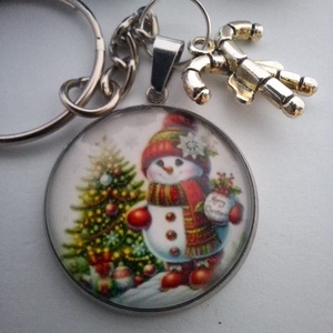Karácsonyi Hóember Kulcstartó Cukorka Medállal - táska & tok - kulcstartó & táskadísz - kulcstartó - Meska.hu