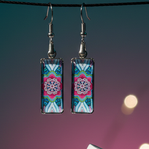 Spirituális Elegancia: Téglalap Alakú Mandalás Fülbevaló, Ékszer, Fülbevaló, Lógó fülbevaló, Ékszerkészítés, MESKA