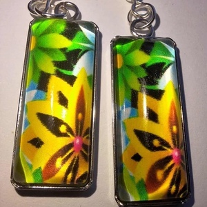 Élénk Sárga-Zöld Virágok - Fülbevaló - Meska.hu