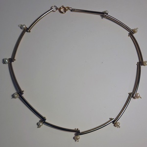 B 280. Aranyozott cső nyaklánc tenyészett gyönggyel - Meska.hu