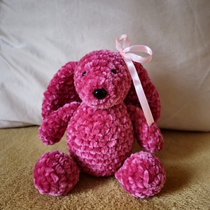 Horgolt zsenília plüssnyuszi (pink), Játék & Sport, Plüssállat & Játékfigura, Maci, Horgolás, Varrás, MESKA