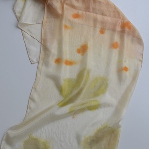 Narancsos gesztenye ecoprint selyemsál, Ruha & Divat, Sál, Sapka, Kendő, Sál, Selyemfestés, MESKA