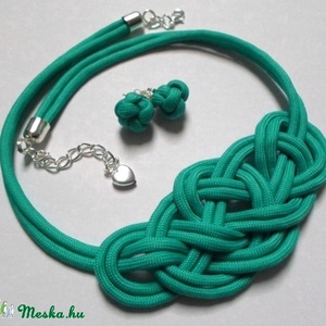 Türkiz csomós szett/türkiz nyaklánc+fülbevaló -  - Meska.hu