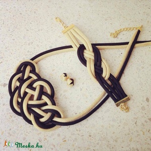 Arany-fekete csomózott szett/nyaklánc/elegáns/divatos - Meska.hu